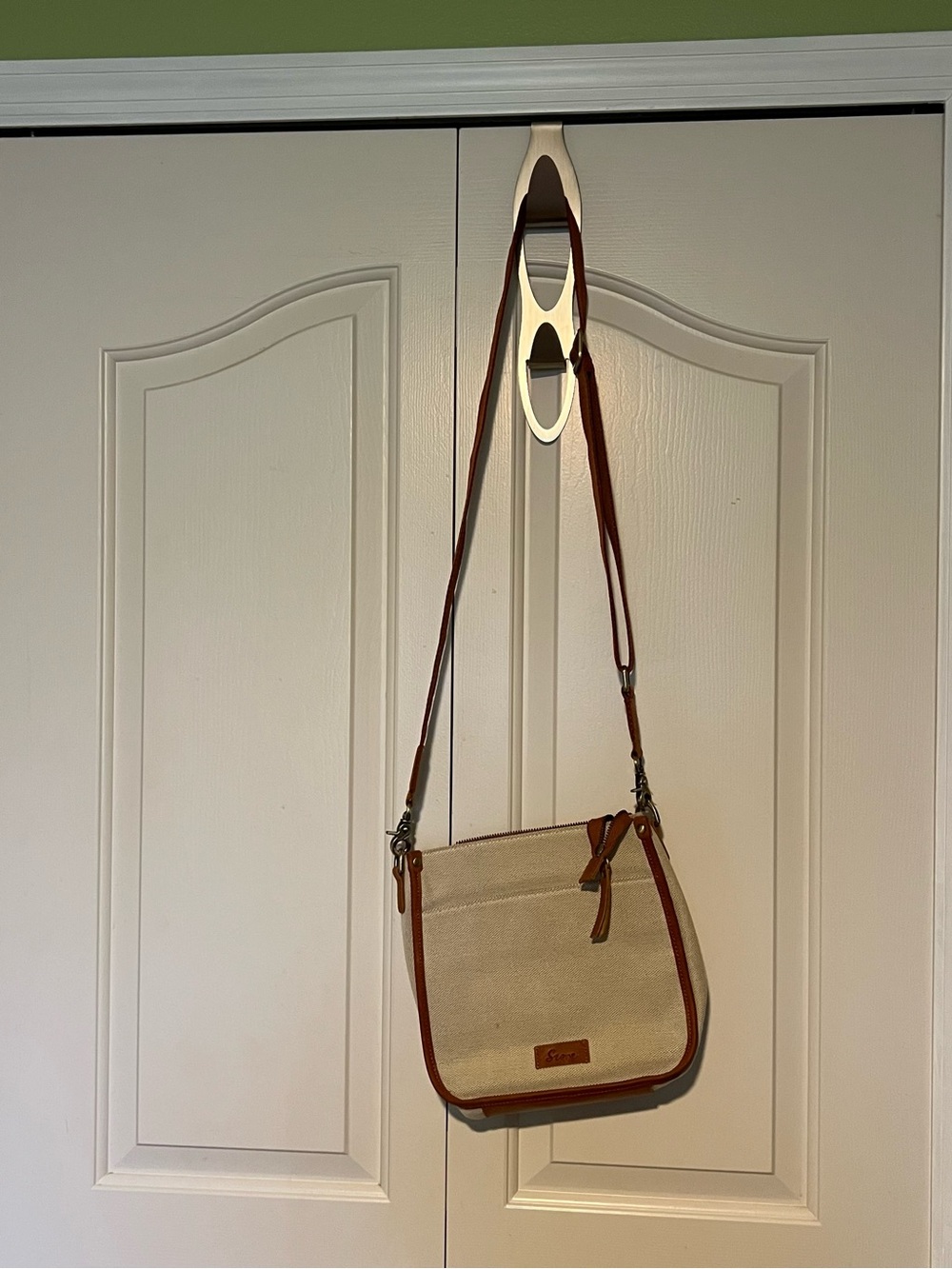 Like New Canvas Classic Beige and Brown Crossbody Bag